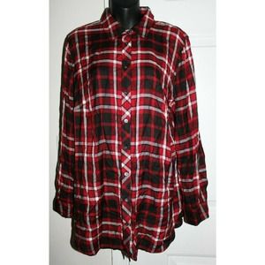 Talbots Woman 1x Plaid Button Front Blouse